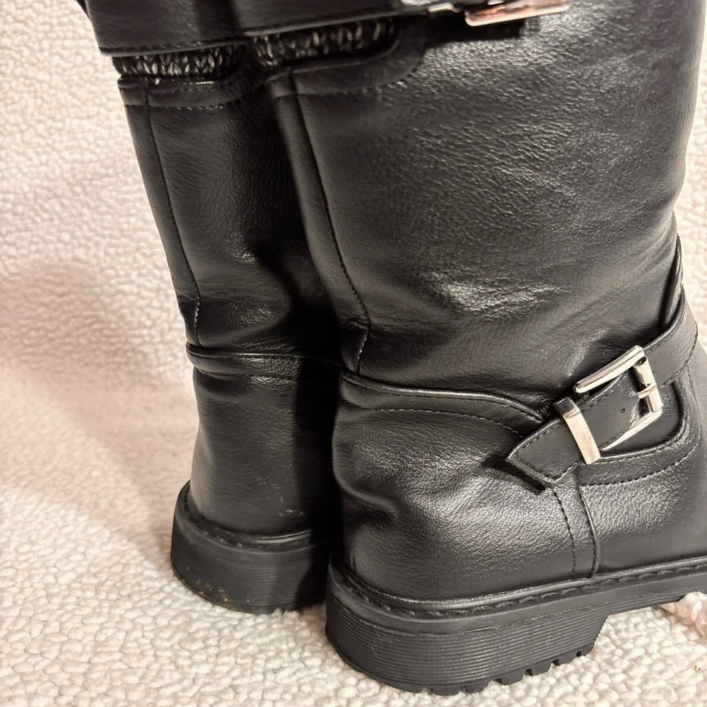 DV by Dolce Vita Black Motorcycle Boots with Buckle Straps - Picture 10 of 14